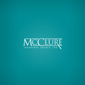 Photo of McClure logo with a teal background