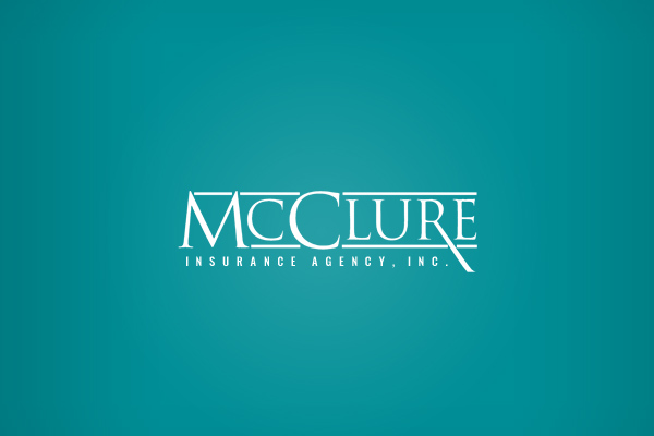 Photo of the McClure logo with teal background
